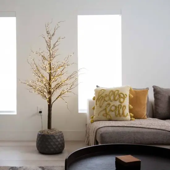 5ft. Pre-Lit Artificial Christmas Twig Tree, Warm White LED Lights {8}