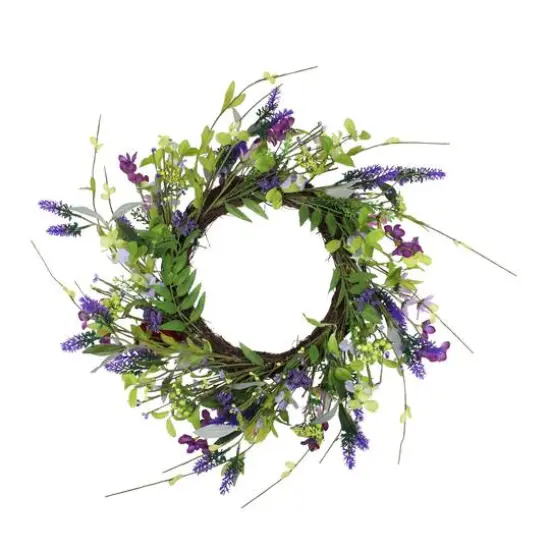 20" Lavender & Wild Flower Artificial Spring Wreath {1}