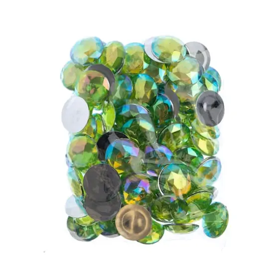 John Bead 25mm AB Acrylic Round Flat Back Rhinestones, 100ct. Peridot AB {4}