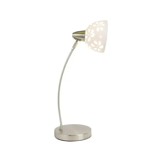 Simple Designs&trade; 20" Brushed Nickel Desk Lamp with White Porcelain Flower Shade {4}