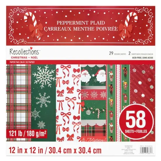 12" x 12" Peppermint Plaid Paper Pad by Recollections™ {1}