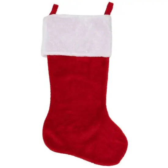 35" Traditional Red with White Cuff Plush Christmas Stocking {3}