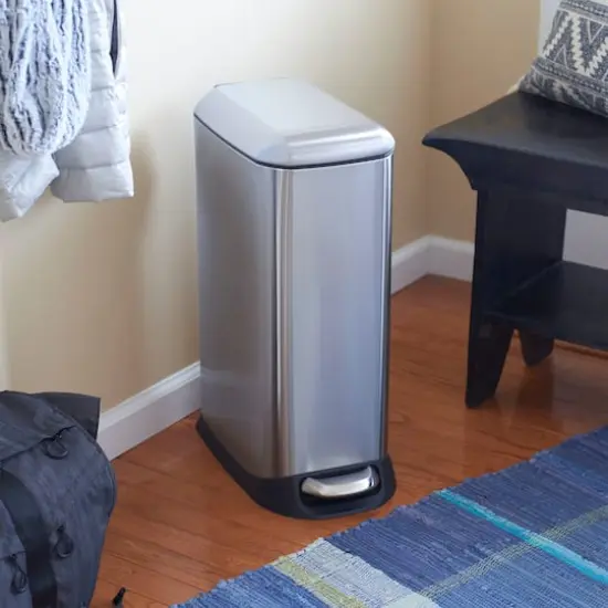 Household Essentials 5 gal. Slim Stainless Steel Trash Can {7}