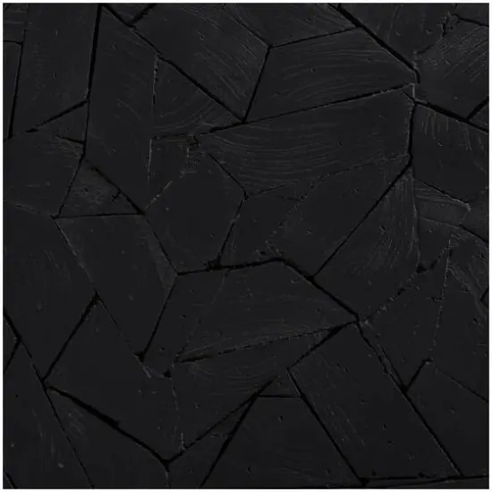 22" Black Teak Wood Geometric Handmade Inverted Pyramid Accent Table with Black Metal Base {8}