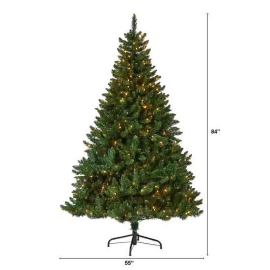 7ft. Pre-Lit Northern Rocky Spruce Artificial Christmas Tree, Clear LED Lights {8}
