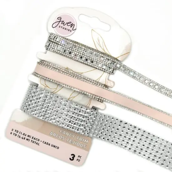 Gwen Studios 6yd. Satin & Rhinestone Trim Set Blush Pink {1}