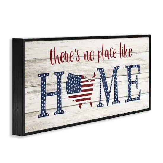 Stupell Industries Patriotic There's No Place Like Home Phrase Americana Framed Giclee Art Black {4}
