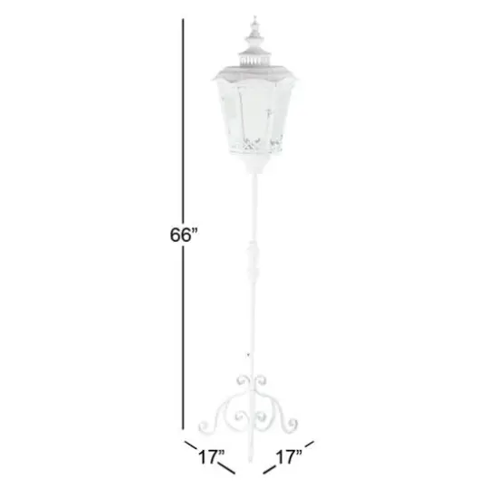White Iron Vintage Candle Holder Lantern, 66" x 17" x 17" {6}