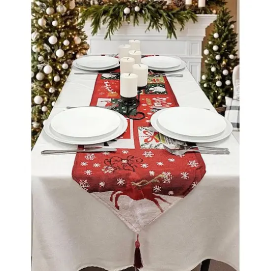 Wizardi 13.75" x 67" Holiday Patchwork Christmas Table Runner {3}