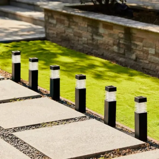 Glitzhome&reg; 15.25" Solar Powered Transparent Texture Lens Pathway Stake Lights, 6ct. {4}