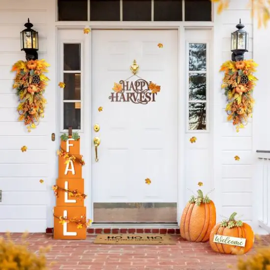 Glitzhome&reg; 2ft. Fall Metal Embossed Glitter Pumpkin Yard Stake, 2ct. {4}