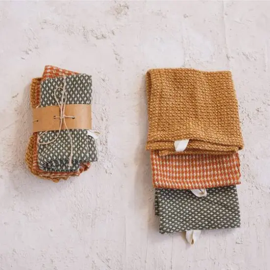 Hello Honey&reg; 10.5" Mixed Fall Hues Cotton Dobby Dishcloths, 3ct. {3}