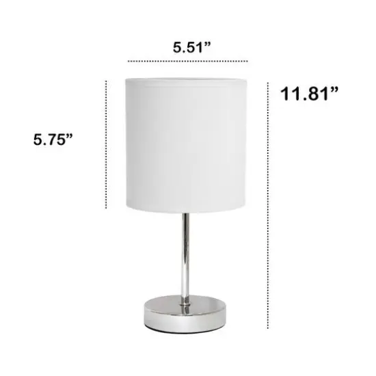 Creekwood Home Nauru 12" Brushed Nickel Petite Metal Stick Table Lamp White {4}