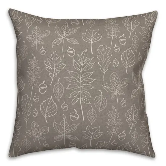 Gray Leaf Pattern Throw Pillow {1}