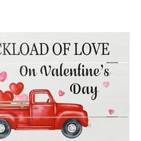 Glitzhome&reg; 24" Wooden Valentine's Truck Wall Sign {7}