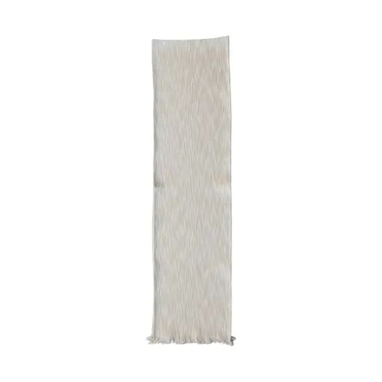 Hello Honey&reg; 108" Natural Woven Cotton Slub Table Runner with Metallic Gold Thread & Fringe {1}