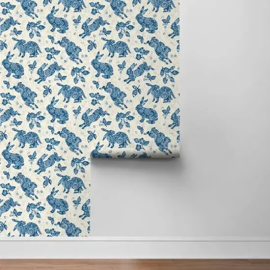 Surface Style Bunny Hop Peel & Stick Wallpaper Porcelain Blue {8}