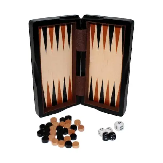 Classic Game Collection 8" Magnetic Dark Wood 3-in-1 Game Set {3}