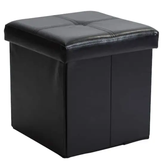 Simplify Faux Leather Folding Storage Ottoman Cube Chocolate {2}
