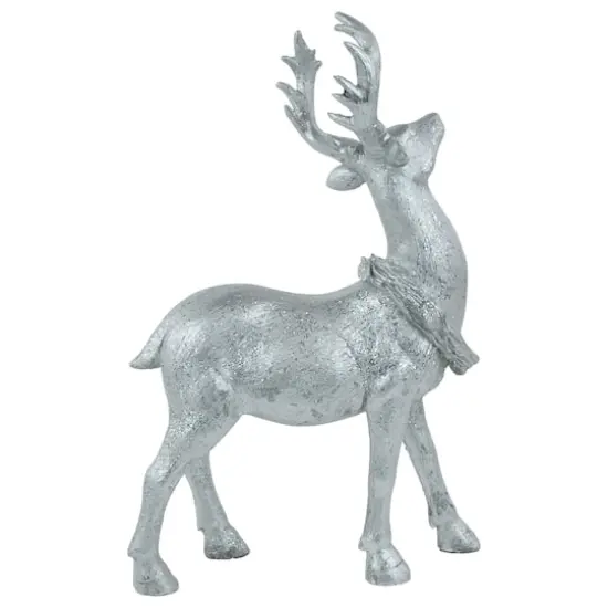 10.75" Silver Reindeer Glittered Christmas Tabletop Decoration {4}