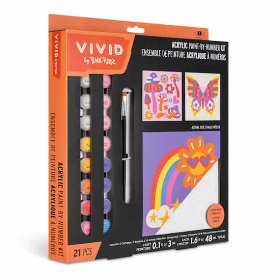 VIVID by Brea Reese&reg; Retro Squares Acrylic Paint-by-Number Kit {8}