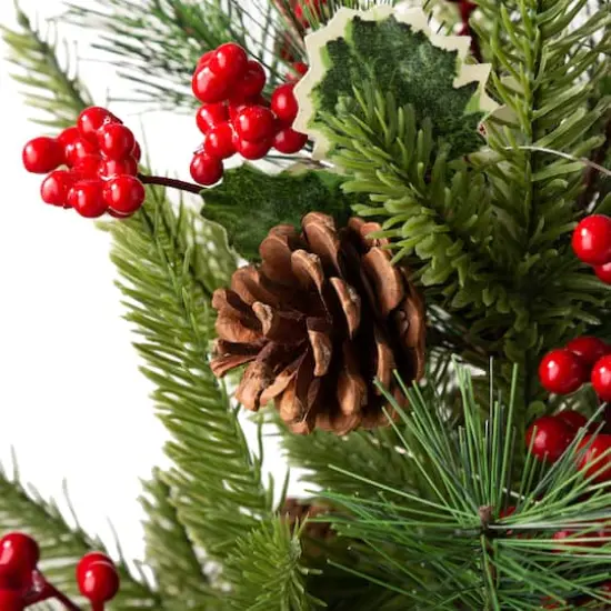 22" Pre-Lit Artificial Christmas Tree in Santa Belt Pot, Warm White LED Lights {8}