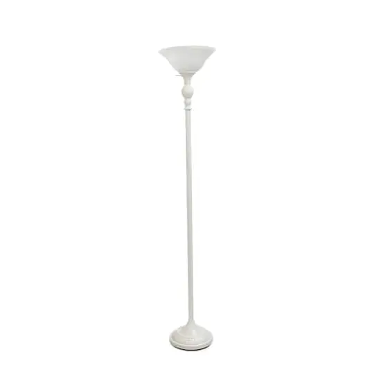 Lalia Home 6ft. Torchiere Floor Lamp with Marbleized Shade White with White Shade {1}
