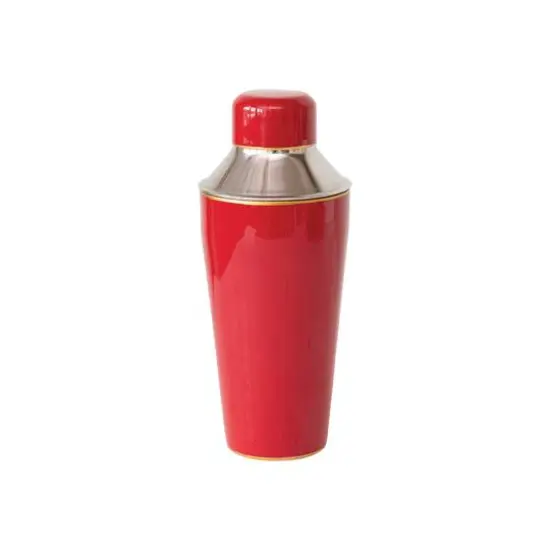 Hello Honey&reg; 22oz. Red Enameled Stainless Steel Cocktail Shaker with Gold Rim {1}