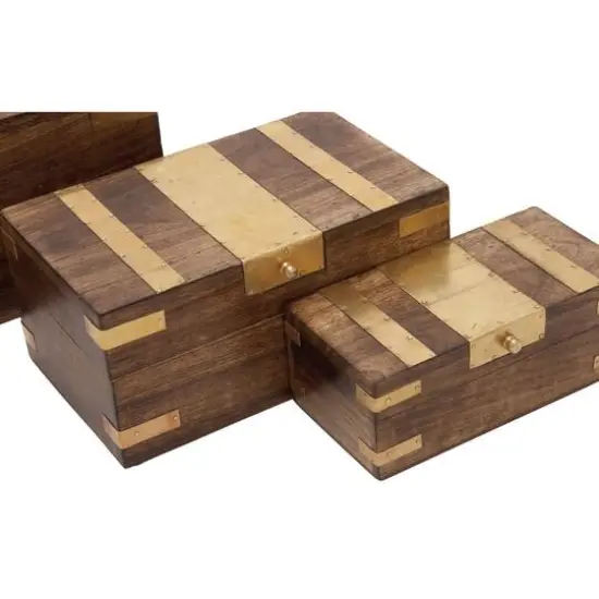 Brown Mango Wood Traditional Box Set {5}