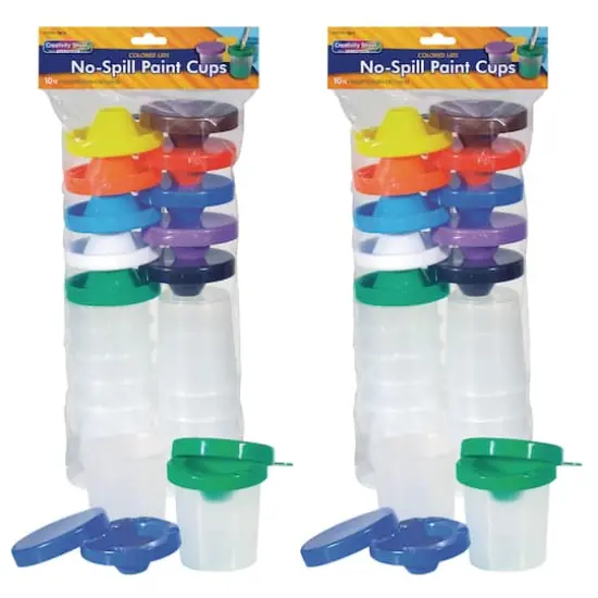 Creativity Street&reg; No-Spill Round Paint Cups with Colored Lids, 2 Packs of 10 {1}