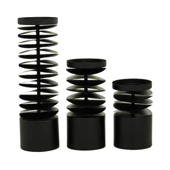 Black Metal Contemporary Candle Holder Set {5}