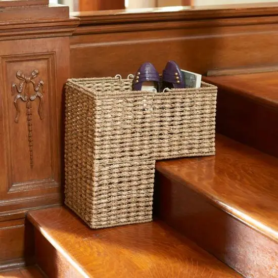 Household Essentials Seagrass Wicker Stair Basket {3}