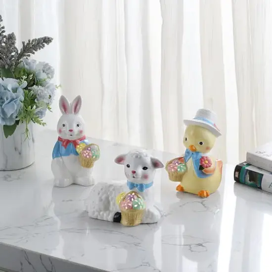 Mr. Cottontail Mini Ceramic Figurines Set {3}