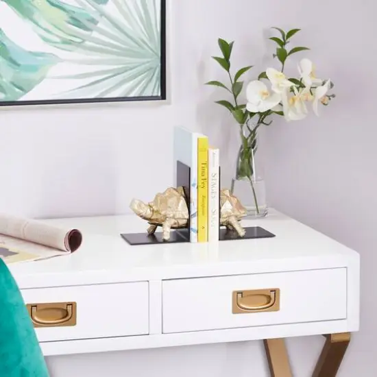 CosmoLiving by Cosmopolitan Brass Polystone Coastal Bookends, 6" x 5" x 4" {8}