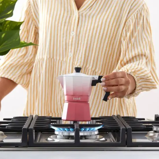 JoyJolt&reg; Italian Moka Pot 3 Cup Stovetop Aluminum Espresso Maker Pink {6}