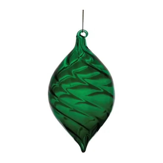 Emerald Green Swirl Glass Ornaments Set {5}