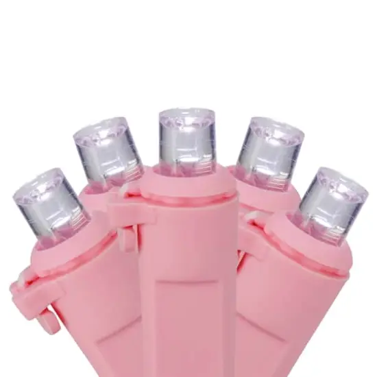 100ct Pure White LED Wide Angle Valentine's Day Lights 33ft Pink Wire {1}