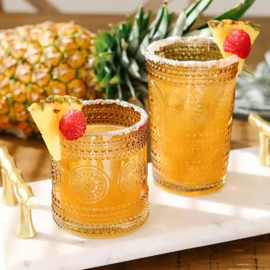 Kate Aspen&reg; 10oz. Hobnail Beaded Floral Amber Drinking Glasses, 6ct. {4}