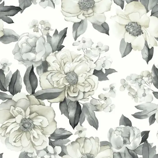 RoomMates Watercolor Floral Bouquet Peel & Stick Wallpaper Gray {1}