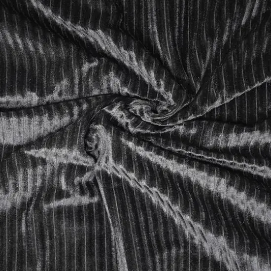 Feldman Black Ribbed Stretch Velvet Fabric {5}