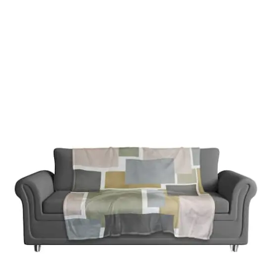 Muted Abstract Squares 50" x 60" Coral Fleece Blanket {4}