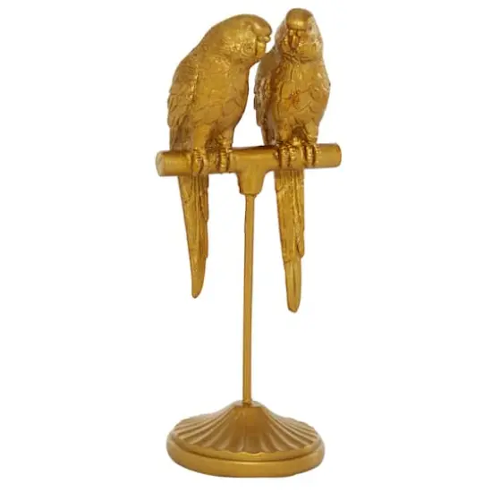Gold Resin Country Cottage Bird Sculpture, 9" x 3" x 3" {1}