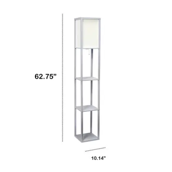 Lalia Home 5ft. Column Shelf Floor Lamp with Linen Shade Gray {4}