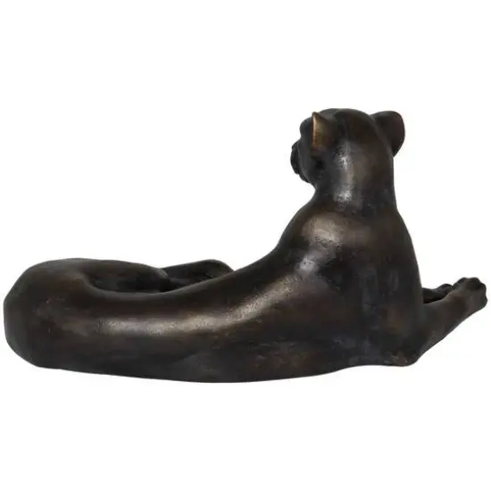 13" Black Laying Leopard Sculpture {9}