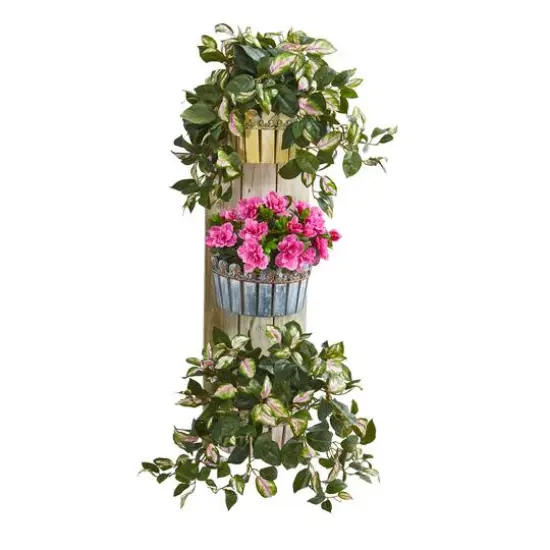 3.25ft. Azalea & Hoya Plants in Wall D&eacute;cor Planter {1}