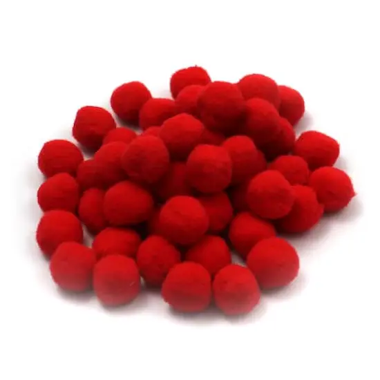 Charles Leonard 1" Pom-Poms, Red, 12 Packs of 50 {1}