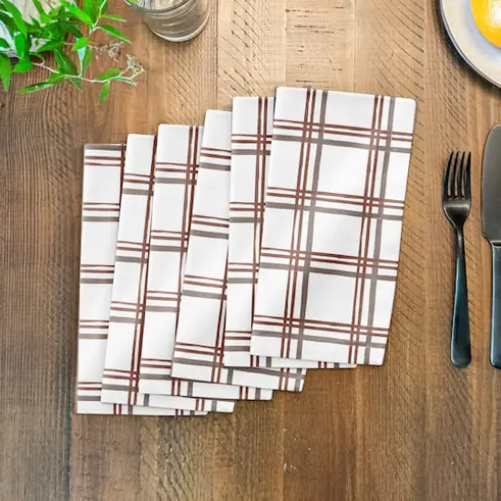 Holiday Plaid on White Cotton Twill Napkin {4}