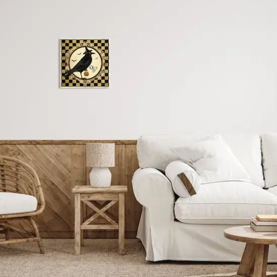 Stupell Industries Oct 31 Checkered Halloween Crow Wall Plaque Art {3}