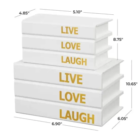 Live, Laugh, Love Canvas Storage Book Box Set White {10}