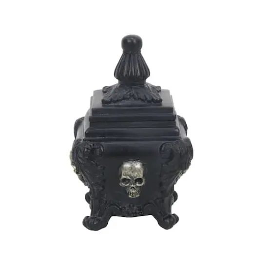 6.25" Black Ornate Skull Container with Lid by Ashland&reg; {1}